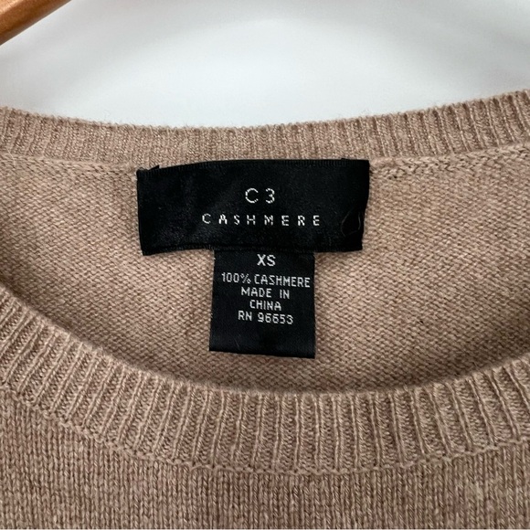 C3 Cashmere Brown Star Print Cashmere Sweater - Picture 3 of 6